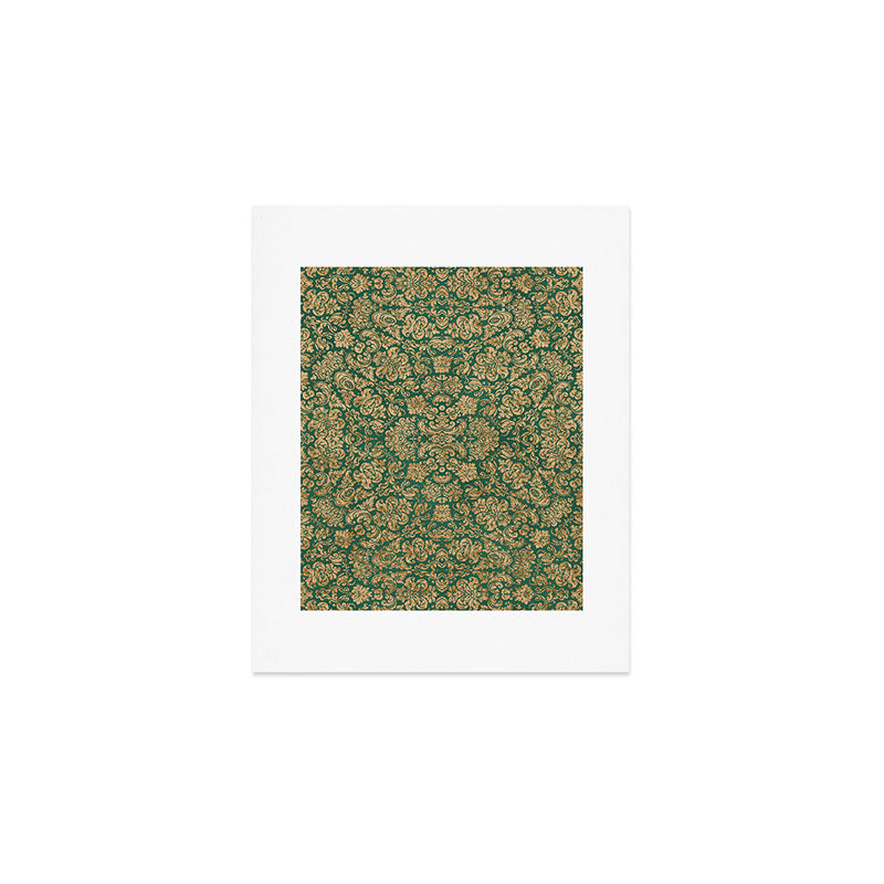 Antique Gold and Green Brocade Pattern Art Print Gallery Image 1