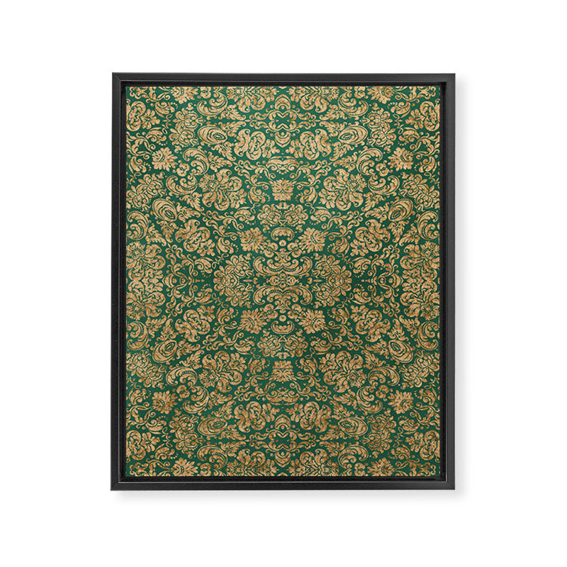 Antique Gold and Green Brocade Pattern Framed Canvas Print Gallery Image 8