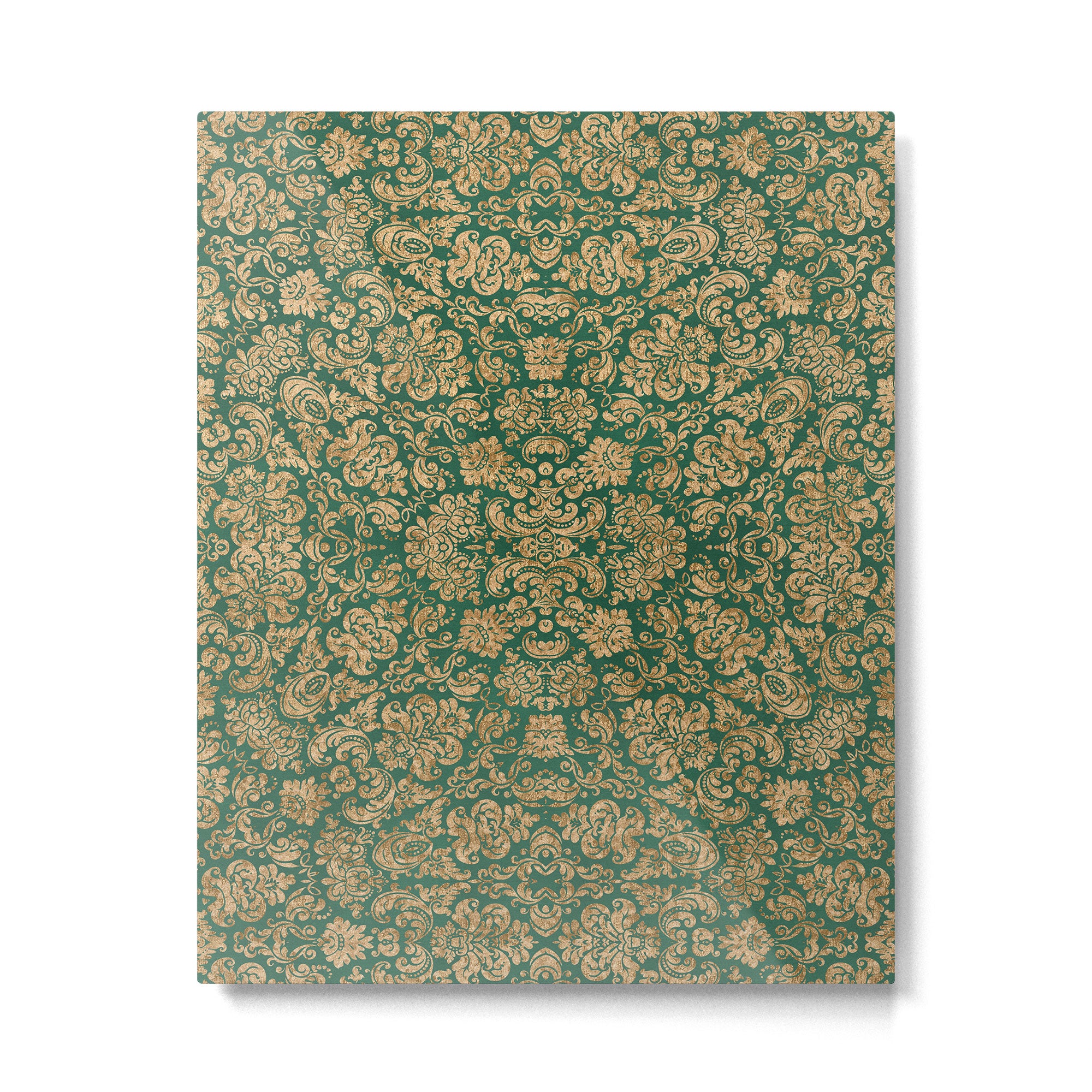 Antique Gold and Green Brocade Pattern Metal Print Gallery Image 6