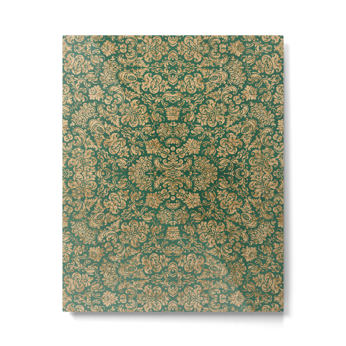 Antique Gold and Green Brocade Pattern Metal Print Gallery Image 1