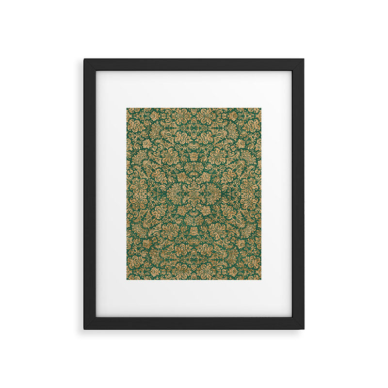 Antique Gold and Green Brocade Pattern Framed Art Print Gallery Image 6