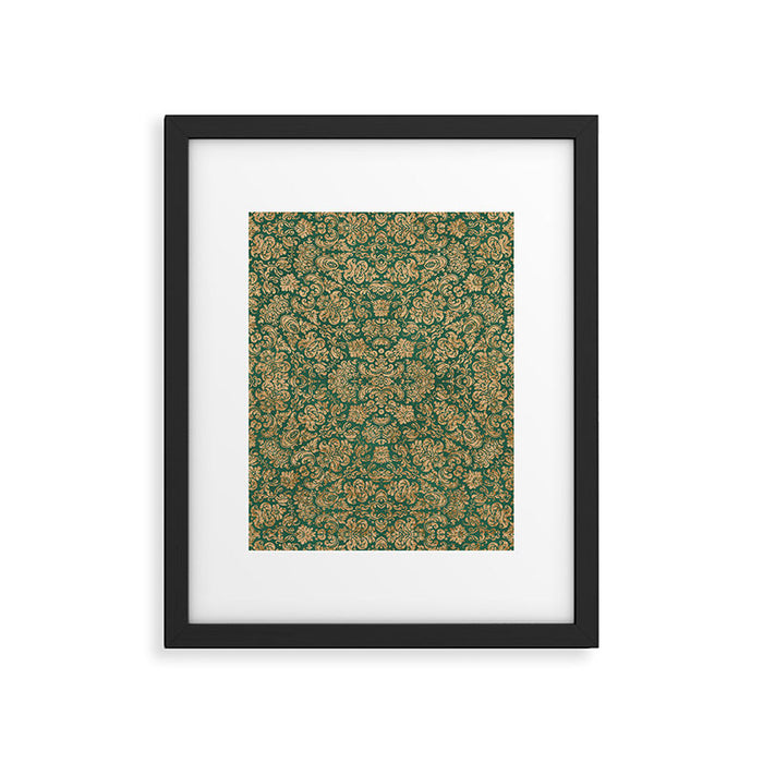 Antique Gold and Green Brocade Pattern Framed Art Print Gallery Image 1