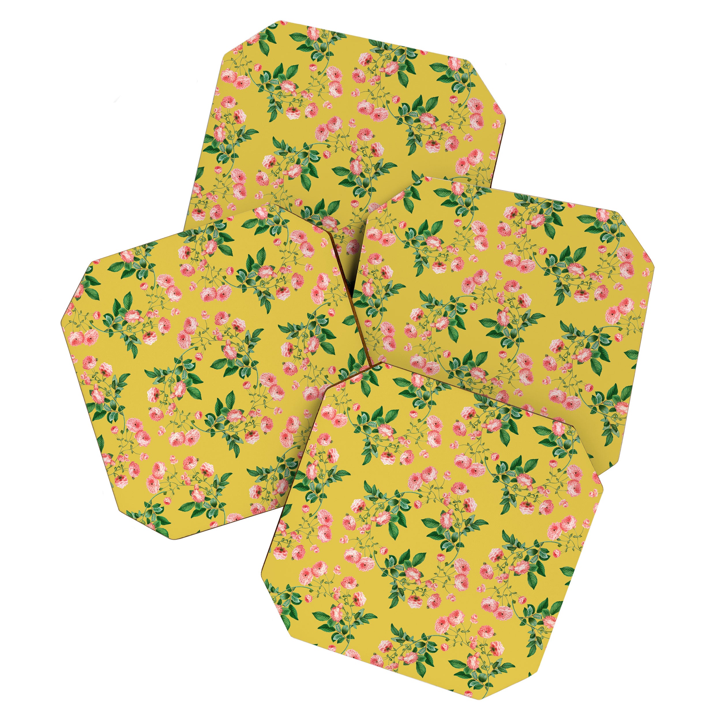 Antique Roses Floral Pattern Coaster Gallery Image 1