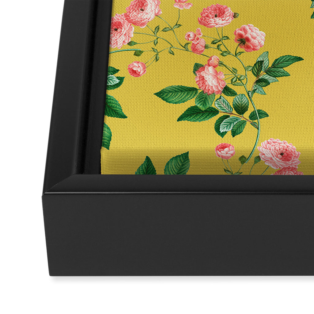 Antique Roses Floral Pattern Framed Canvas Print Gallery Image 3