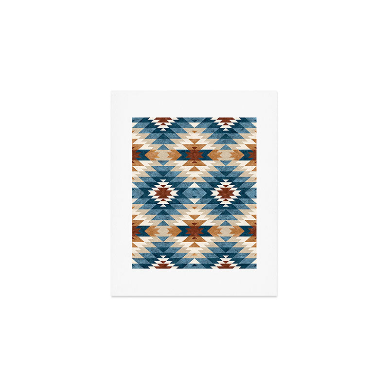 Aztec Pattern Blue Colors Art Print Gallery Image 1
