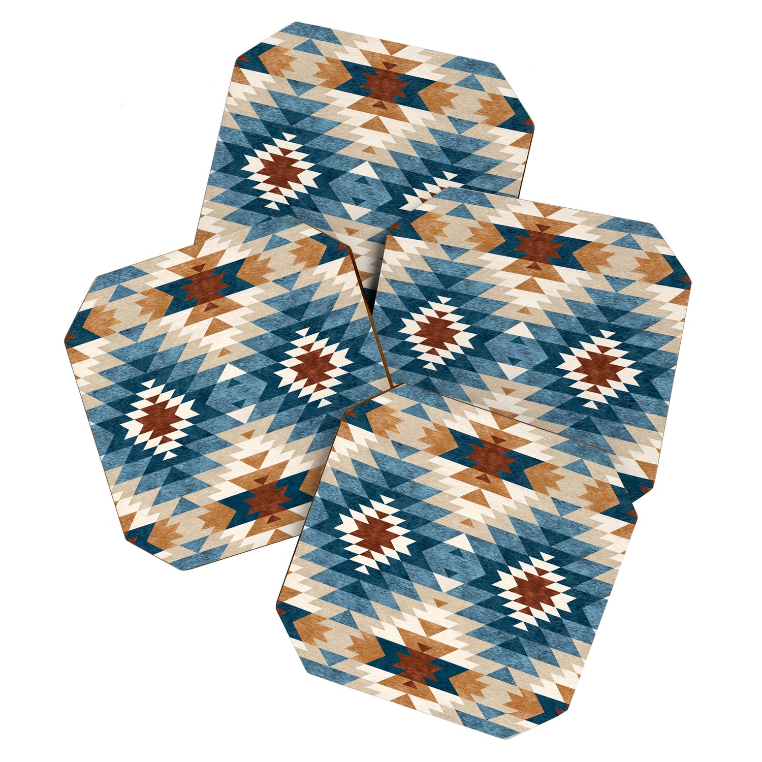 Aztec Pattern Blue Colors Coaster Gallery Image 1