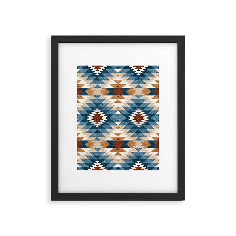 Aztec Pattern Blue Colors Framed Art Print Gallery Image 6