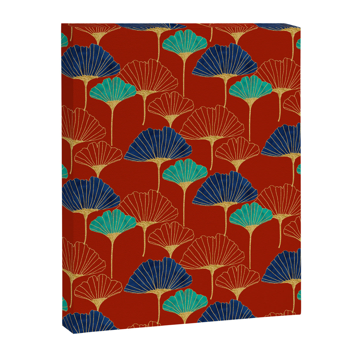 Gingko Biloba Leaves Abstract Pattern (red Background) Canvas Print Gallery Image 8