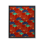 Gingko Biloba Leaves Abstract Pattern (red Background) Framed Canvas Print Gallery Image 8