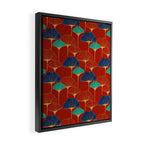 Gingko Biloba Leaves Abstract Pattern (red Background) Framed Canvas Print Gallery Image 2