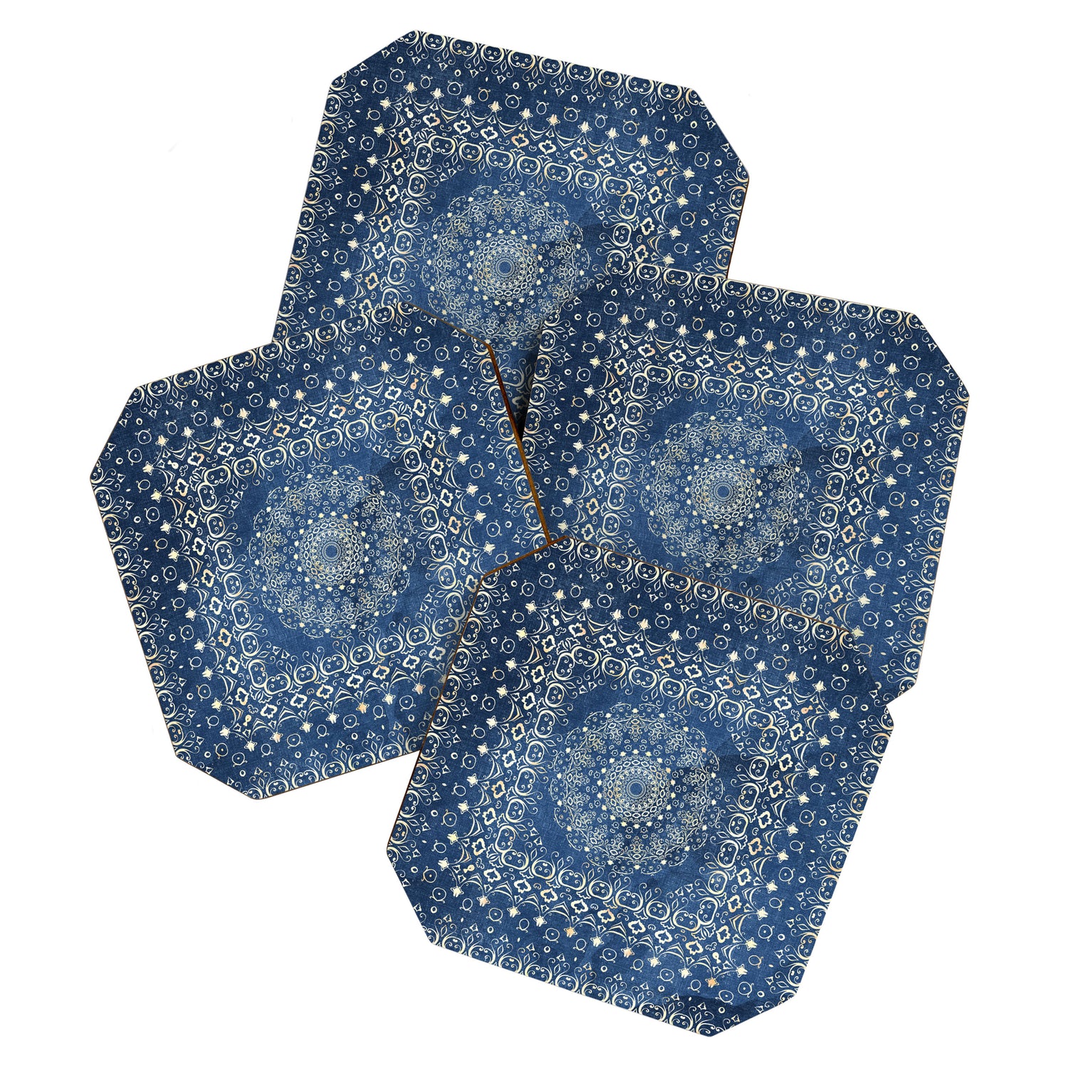Old Bookshop Magic Mandala in Blue Coaster Gallery Image 1