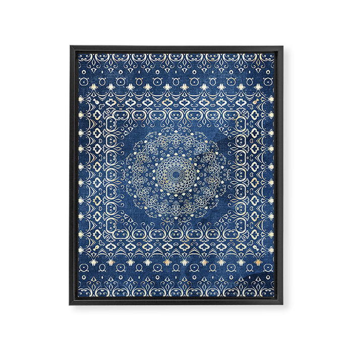 Old Bookshop Magic Mandala in Blue Framed Canvas Print Gallery Image 1