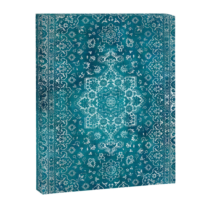 PERSIAN CARPET MONOCHROME TEAL HEAVY DISTRESSED Canvas Print Gallery Image 1