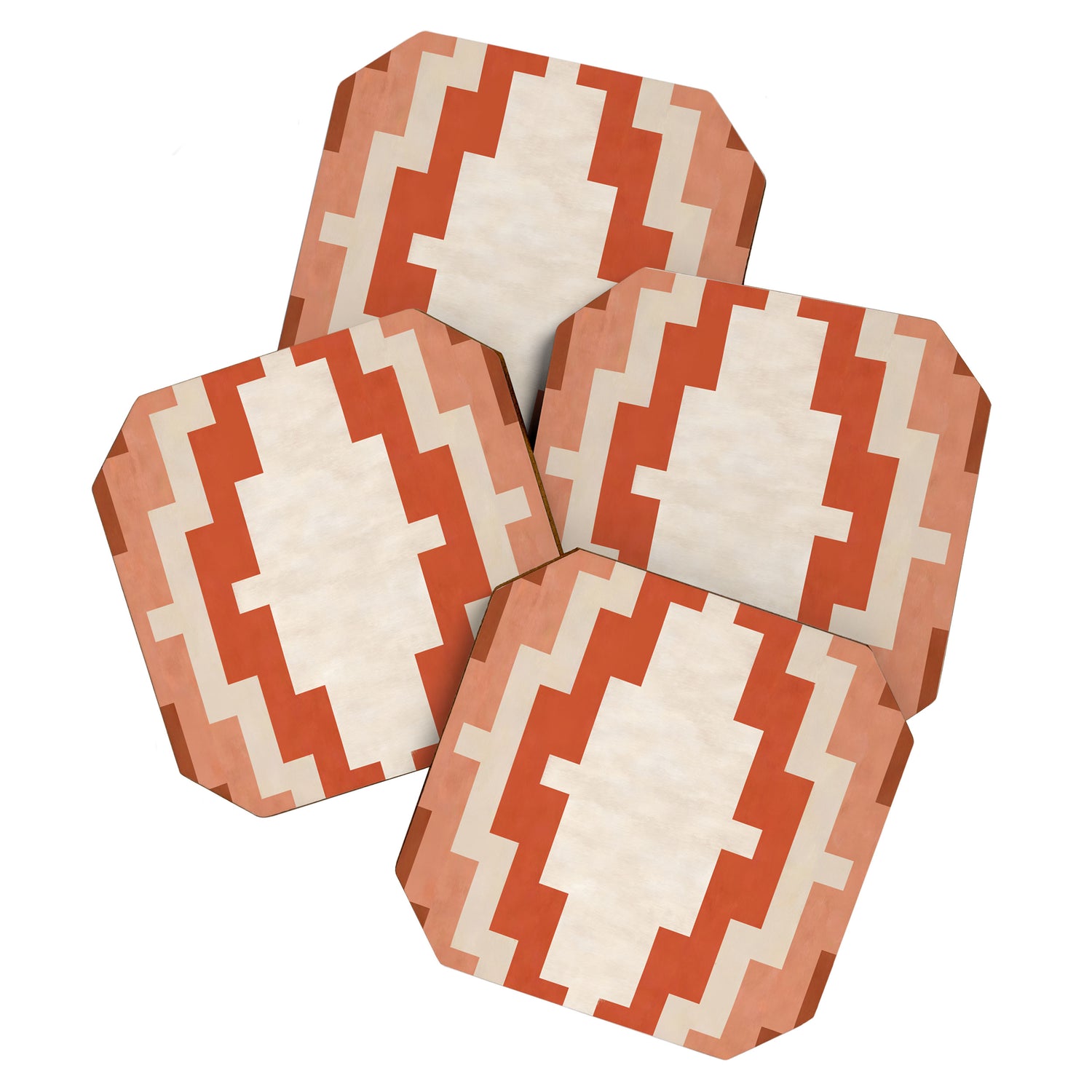 Traditional Retro Aztec Motif Rusty Colors Coaster Gallery Image 1