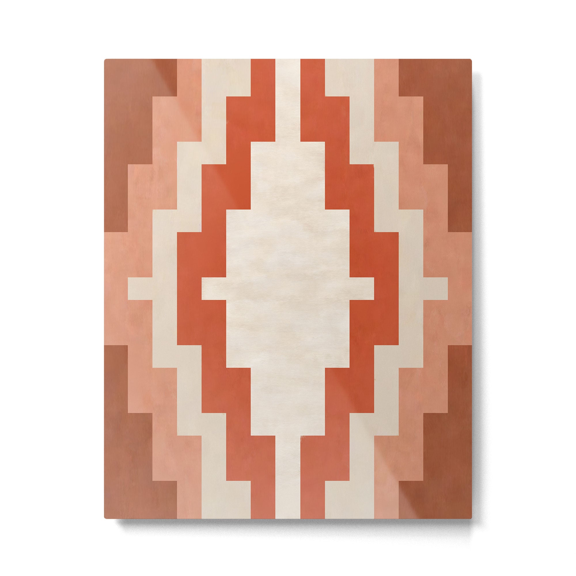 Traditional Retro Aztec Motif Rusty Colors Metal Print Gallery Image 4