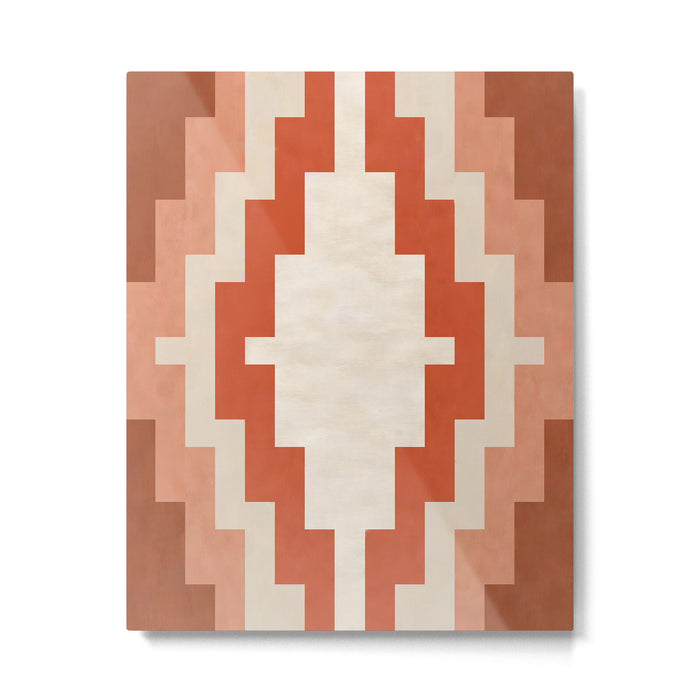 Traditional Retro Aztec Motif Rusty Colors Metal Print Gallery Image 1
