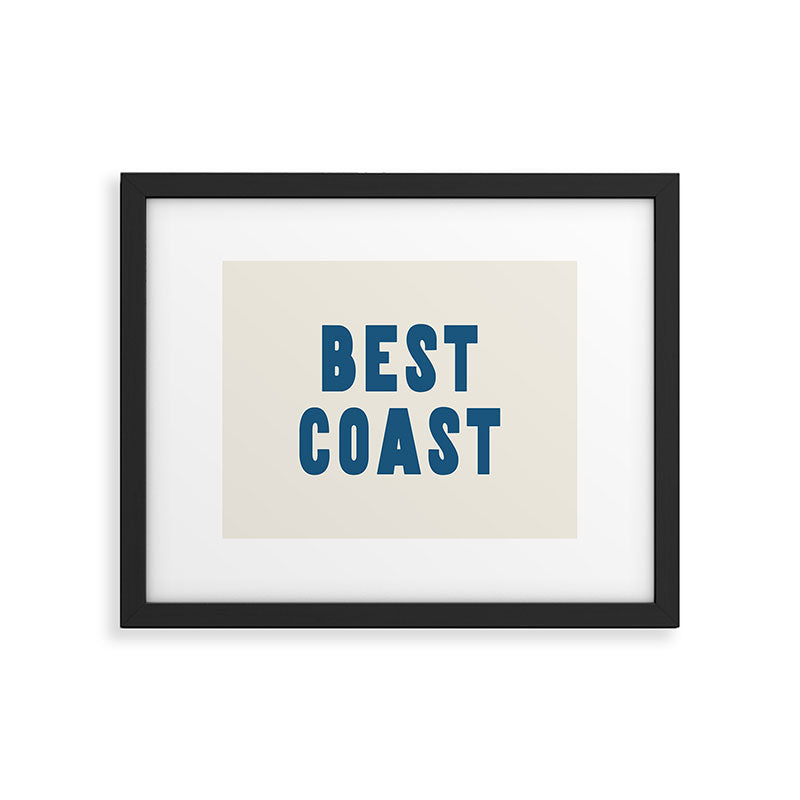 Best Coast - Navy Blue and Beige Typography Framed Art Print Gallery Image 5