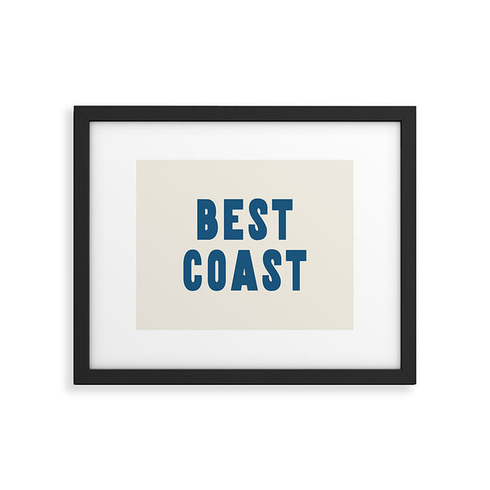 Best Coast - Navy Blue and Beige Typography Framed Art Print Gallery Image 1