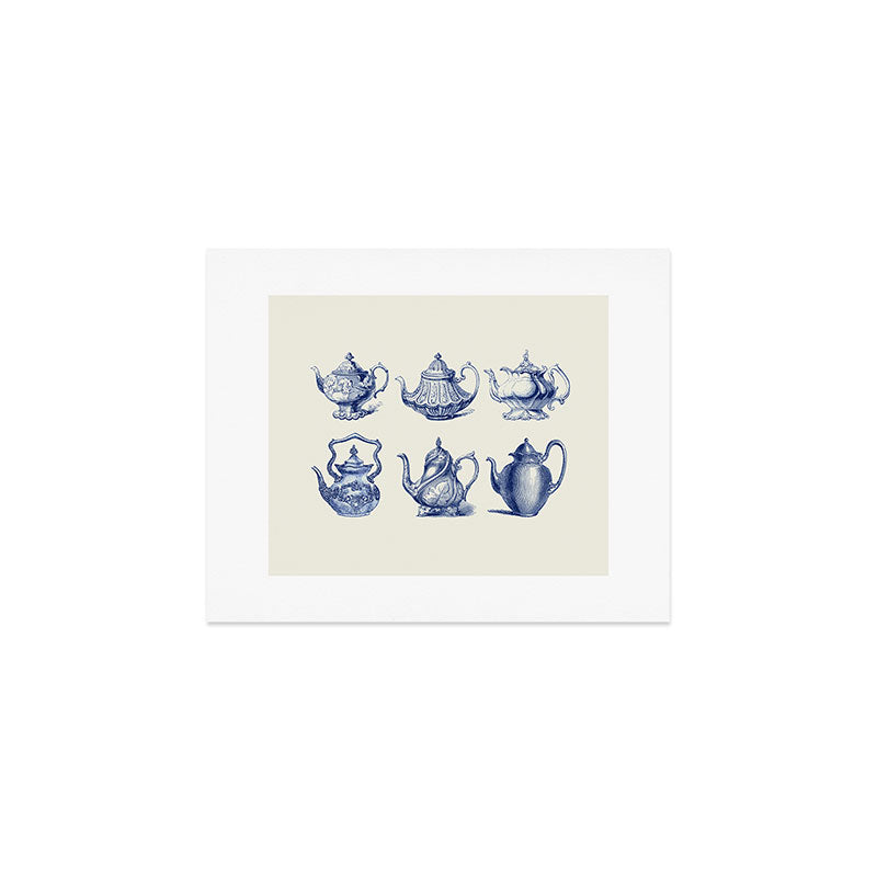 Blue Tea Pots Art Print Gallery Image 1