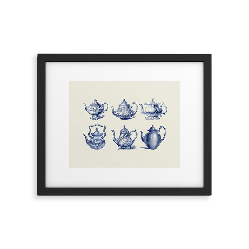Blue Tea Pots Framed Art Print Gallery Image 5