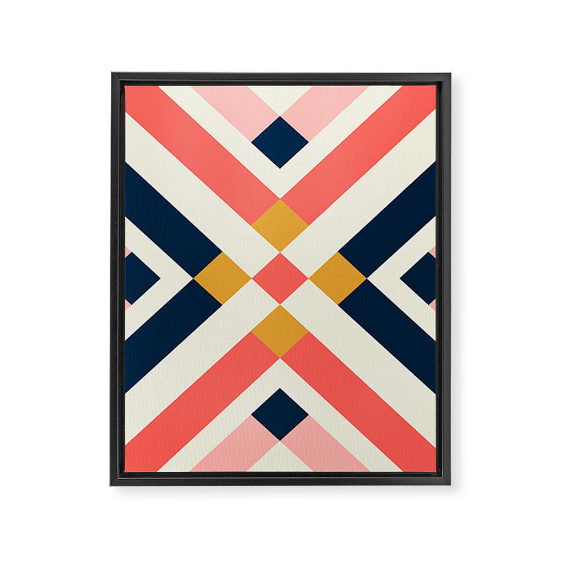 Bold Geometric Quilt Block Framed Canvas Print Gallery Image 8