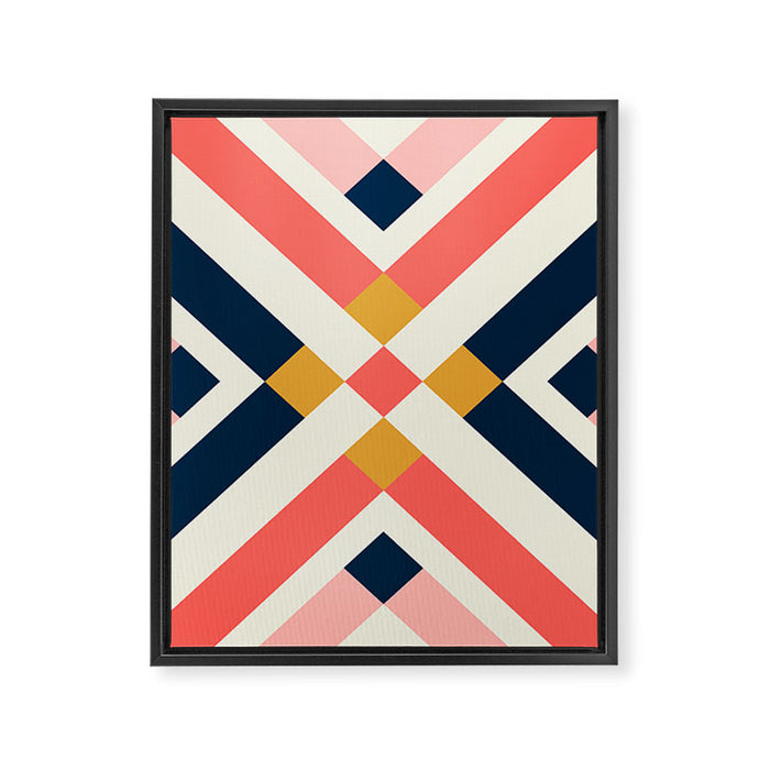 Bold Geometric Quilt Block Framed Canvas Print Gallery Image 1