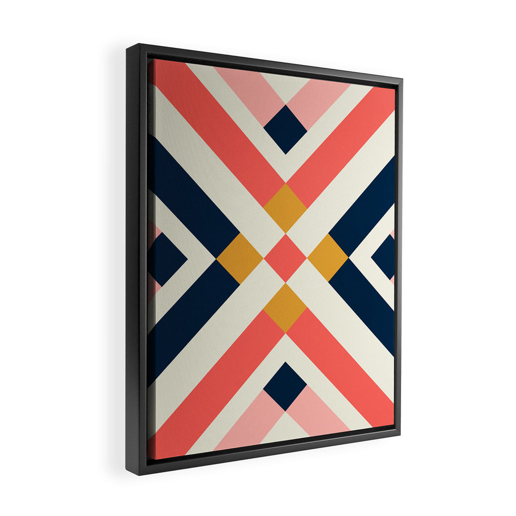 Bold Geometric Quilt Block Framed Canvas Print Gallery Image 2