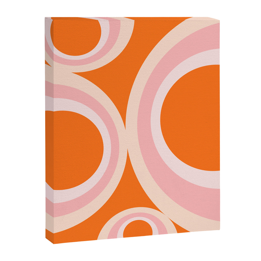 Calida - Retro Geometric Circle Pattern in Orange and Pink Canvas Print Gallery Image 8