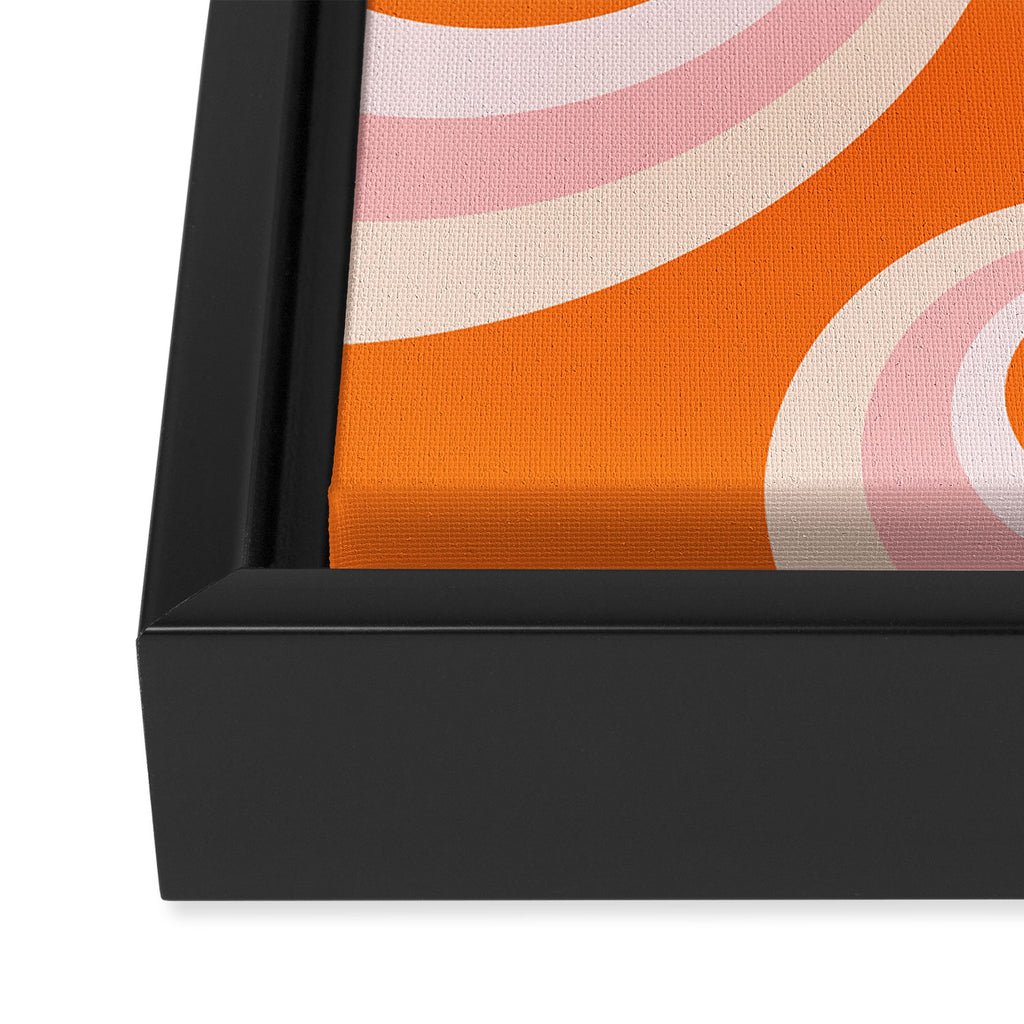 Calida - Retro Geometric Circle Pattern in Orange and Pink Framed Canvas Print Gallery Image 3