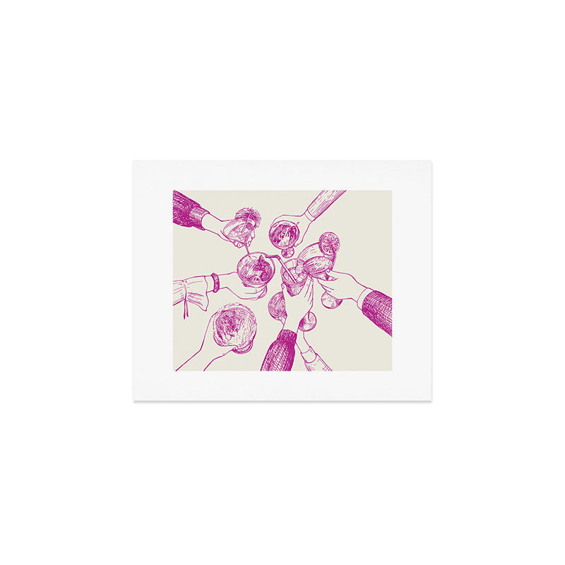 Cheers - Pink Retro Cocktails, Vintage Illustration Art Print Gallery Image 1