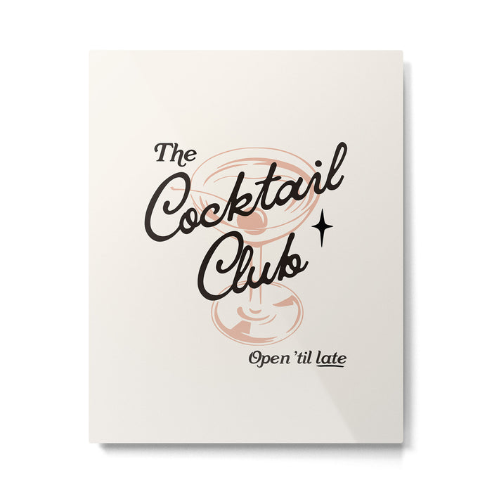 Cocktail Club - Retro Bar Cart Metal Print Gallery Image 1