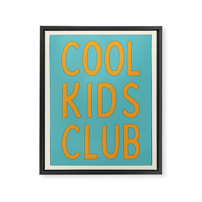 Cool Kids Club - Blue and Orange Retro Typography Framed Canvas Print Gallery Image 1