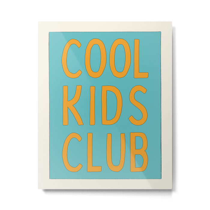 Cool Kids Club - Blue and Orange Retro Typography Metal Print Gallery Image 1