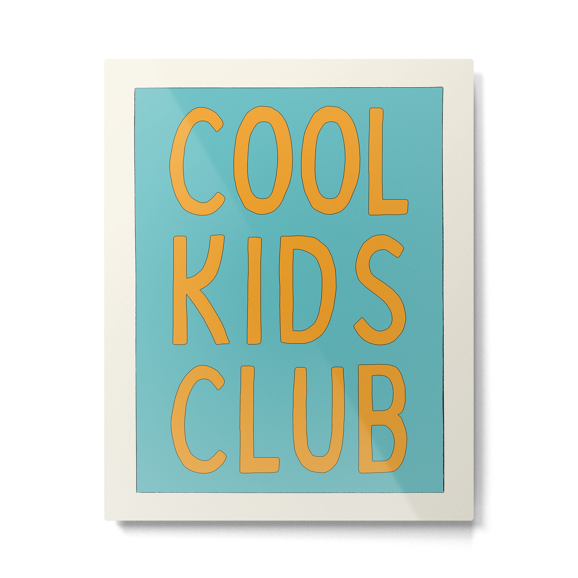 Cool Kids Club - Blue and Orange Retro Typography Metal Print Gallery Image 4