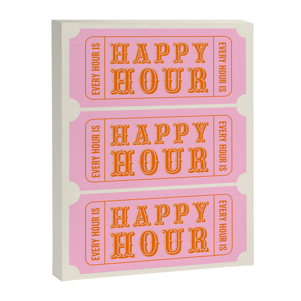Every Hour Is Happy Hour, Pink Retro Bar Ticket Canvas Print Gallery Image 6