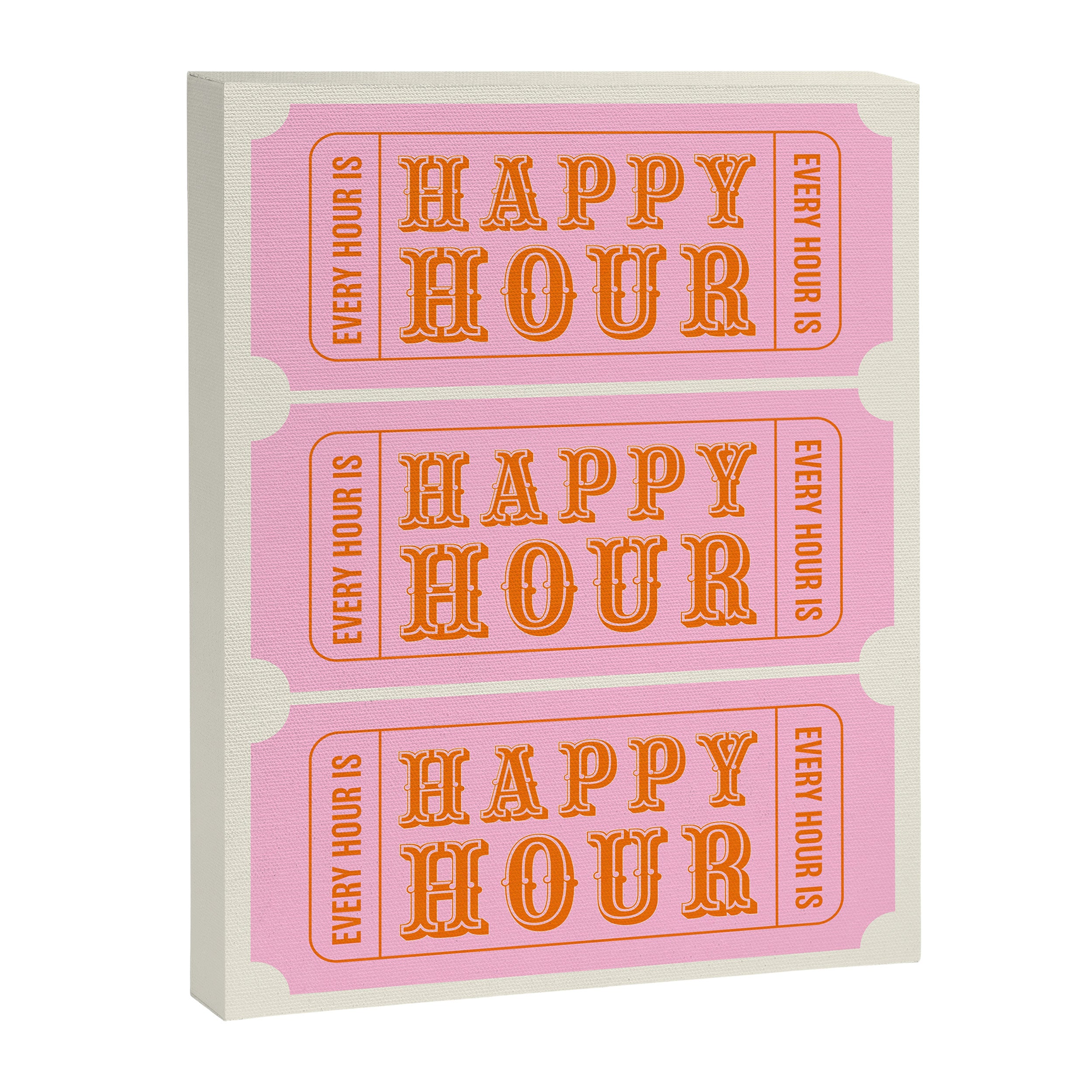 Every Hour Is Happy Hour, Pink Retro Bar Ticket Canvas Print Gallery Image 6