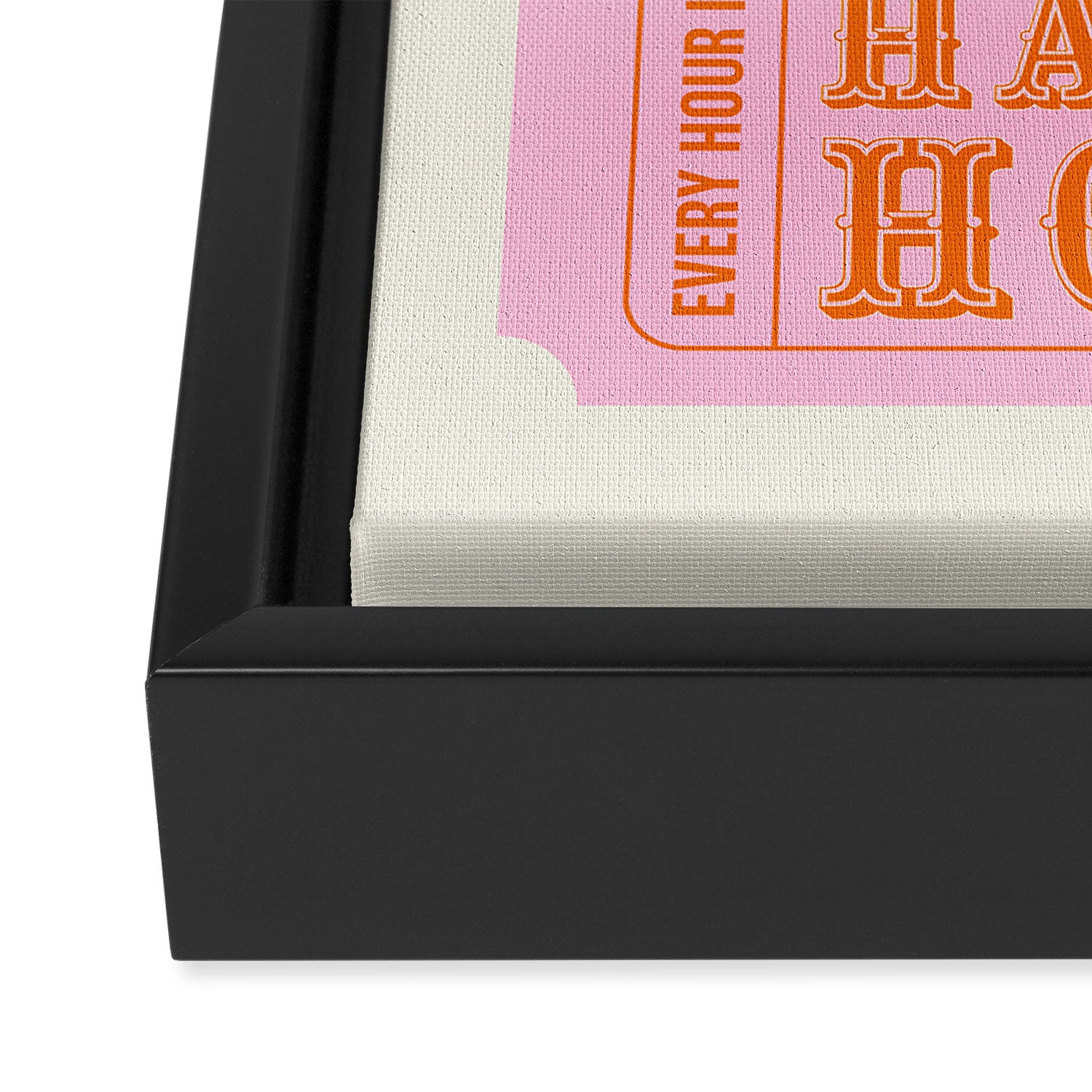 Every Hour Is Happy Hour, Pink Retro Bar Ticket Framed Canvas Print Gallery Image 3