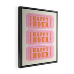 Every Hour Is Happy Hour, Pink Retro Bar Ticket Framed Canvas Print Gallery Image 2
