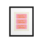 Every Hour Is Happy Hour, Pink Retro Bar Ticket Framed Art Print Gallery Image 5