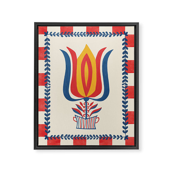 Folksy Tulip Framed Canvas Print Gallery Image 1