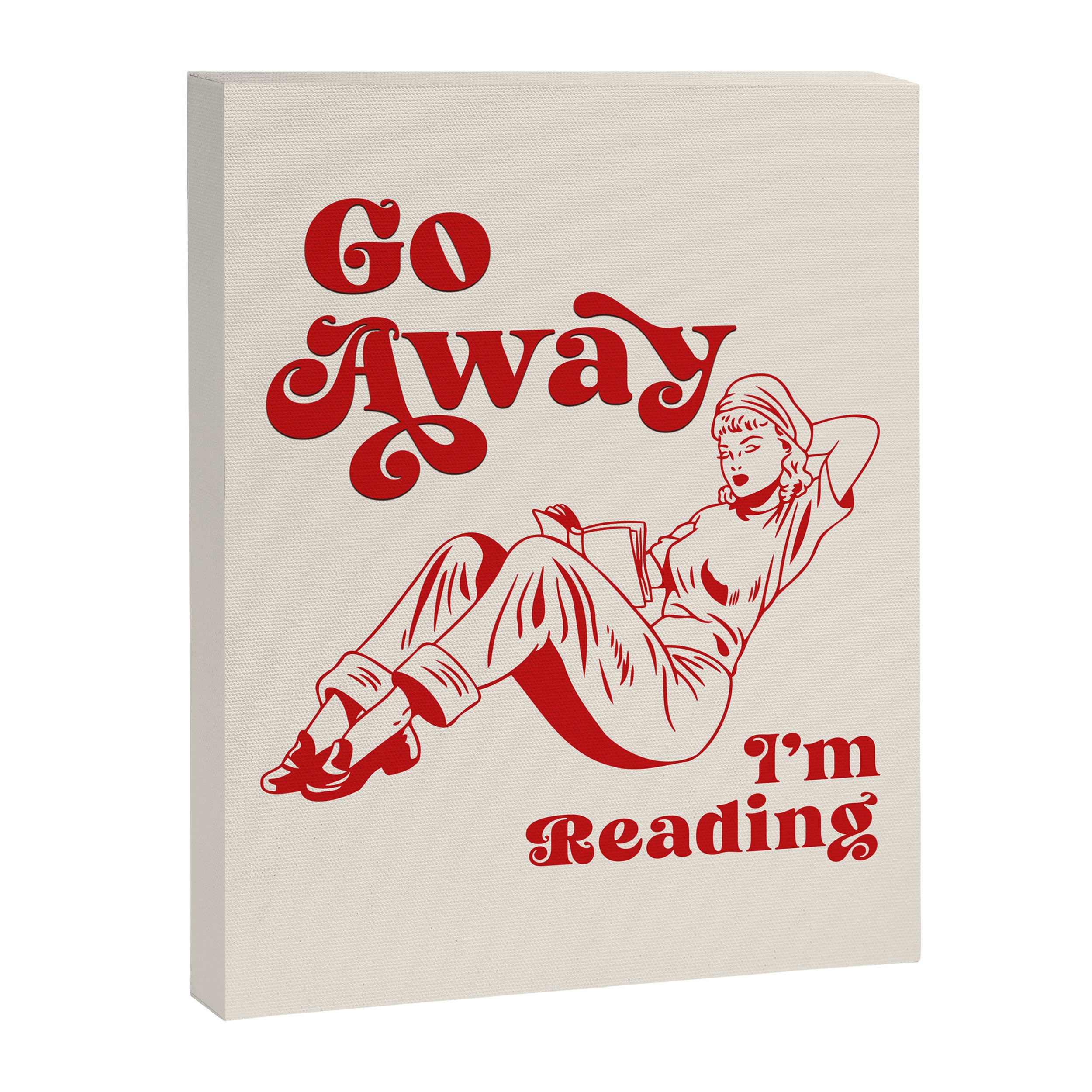 Go Away I'm Reading - Funny Quote, Retro Typography Canvas Print Gallery Image 6