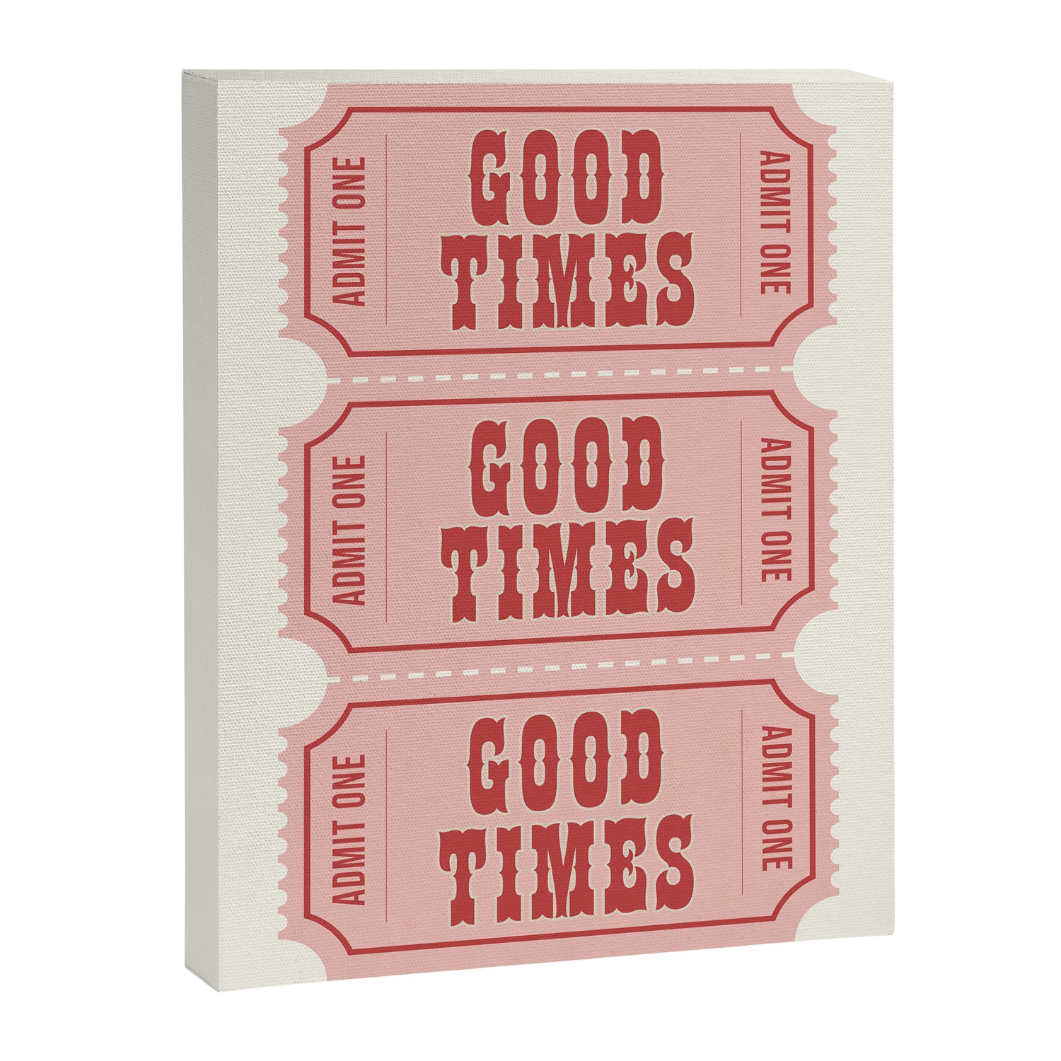 Good Times Retro Ticket, Pink Aesthetic Canvas Print Gallery Image 3
