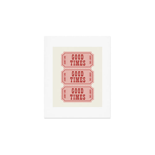 Good Times Retro Ticket, Pink Aesthetic Art Print Gallery Image 1