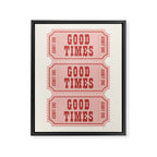 Good Times Retro Ticket, Pink Aesthetic Framed Canvas Print Gallery Image 3