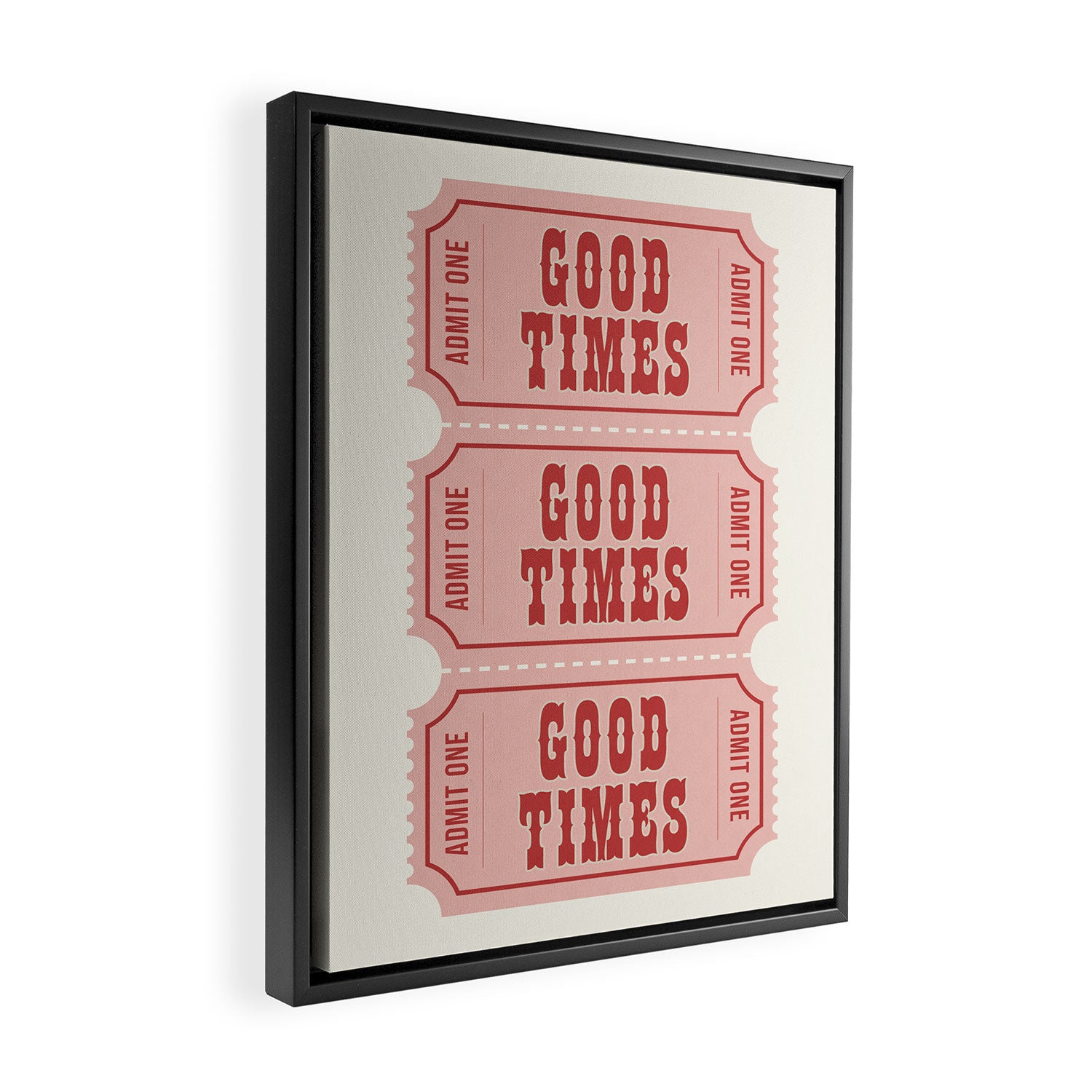 Good Times Retro Ticket, Pink Aesthetic Framed Canvas Print Gallery Image 2