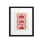 Good Times Retro Ticket, Pink Aesthetic Framed Art Print Gallery Image 5