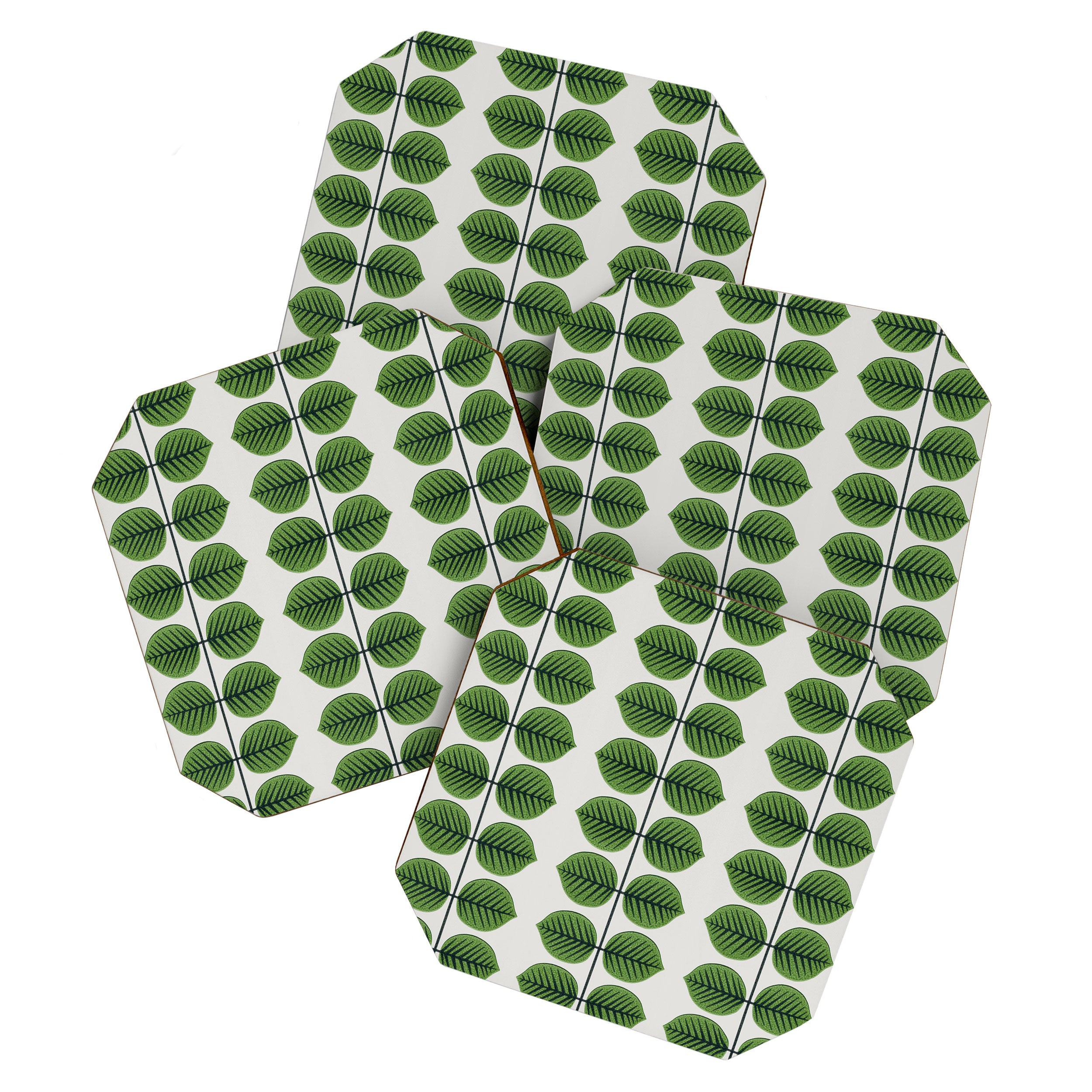 Green Leaves - Vintage Midcentury Modern Botanical Pattern Coaster Gallery Image 1