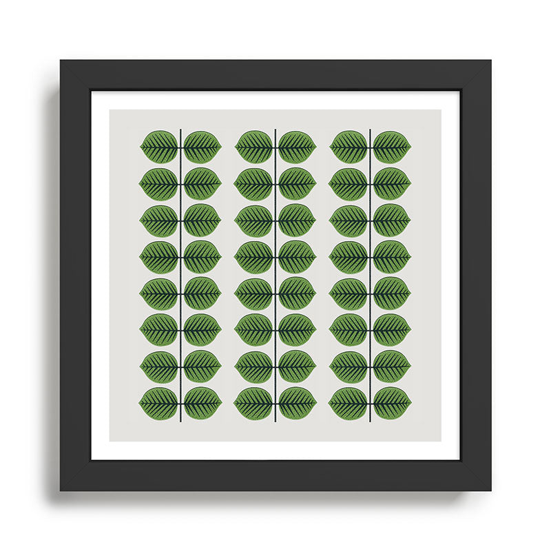 Green Leaves - Vintage Midcentury Modern Botanical Pattern Framed Art Print Gallery Image 1