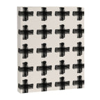 Hand Painted Swiss Cross Pattern - Black on Beige Canvas Print Gallery Image 6
