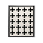 Hand Painted Swiss Cross Pattern - Black on Beige Framed Canvas Print Gallery Image 6